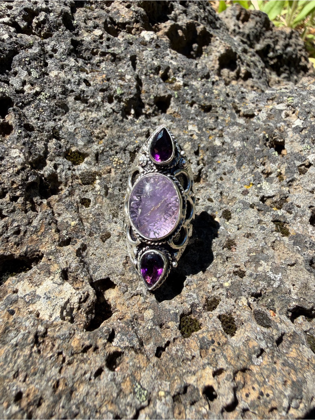 Sterling Silver Purple Amethyst Statement Ring